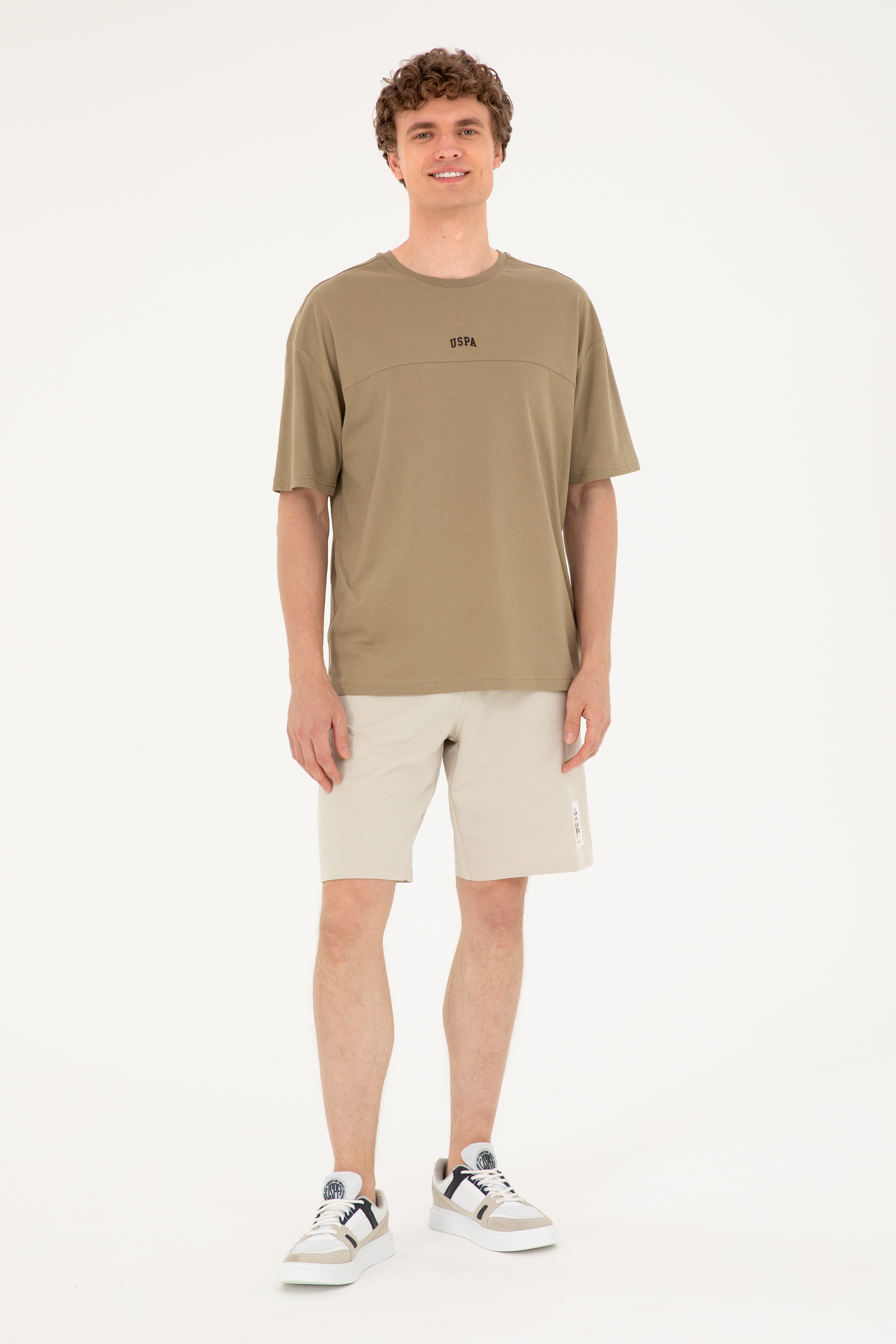 Erkek Comfort Fit Bisiklet Yaka Haki Tişört - Image 4