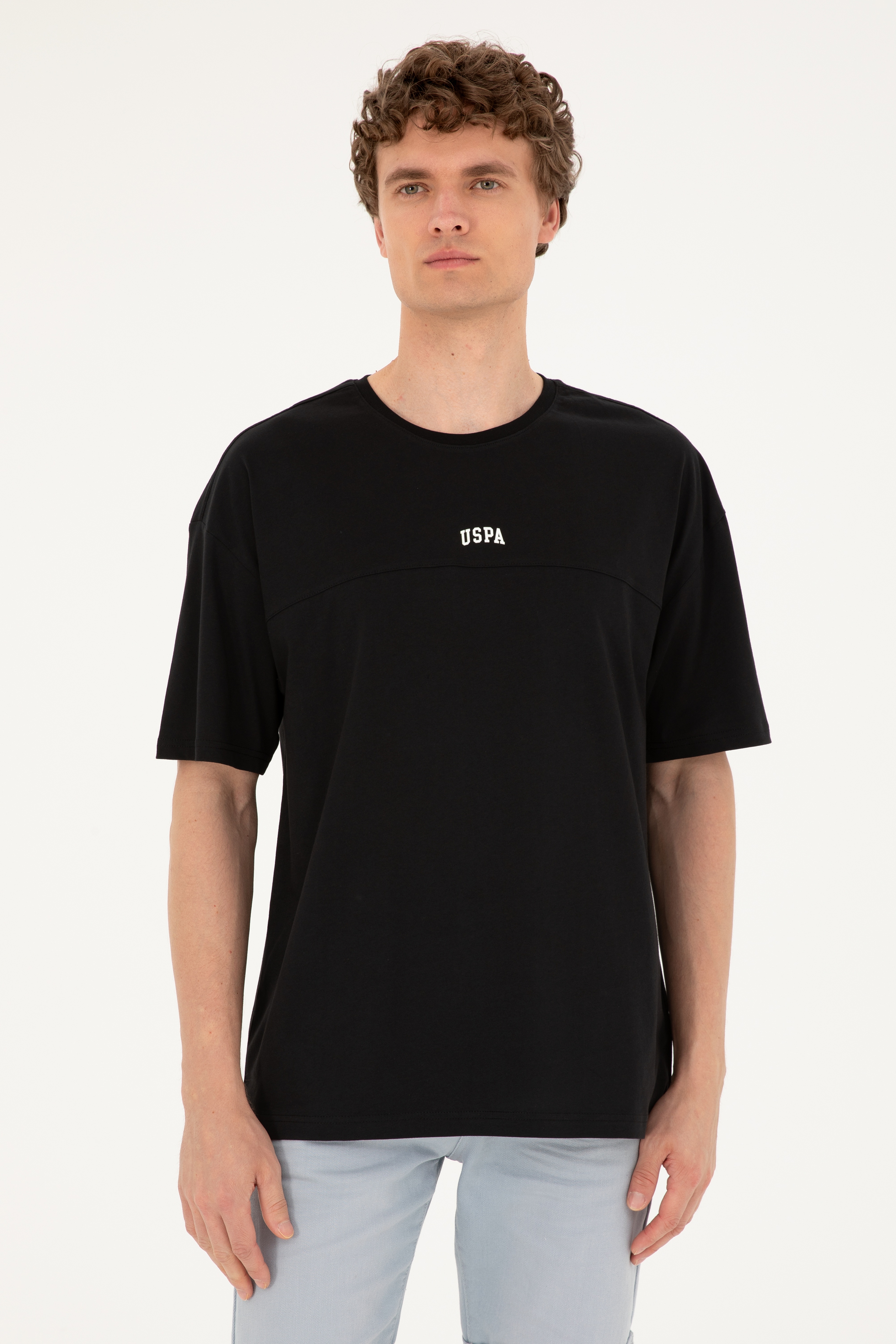 Erkek Comfort Fit Bisiklet Yaka Siyah Tişört - Image 1