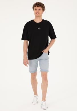 Erkek Comfort Fit Bisiklet Yaka Siyah Tişört - 50287083009