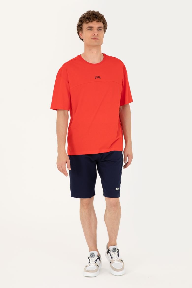 Erkek Comfort Fit Bisiklet Yaka Kırmızı Tişört - 50287083056