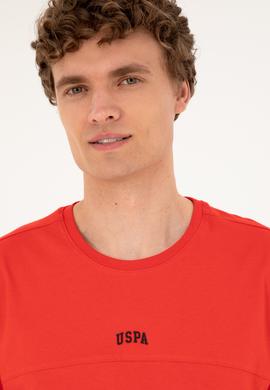 Erkek Comfort Fit Bisiklet Yaka Kırmızı Tişört - 50287083056