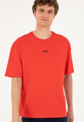 Erkek Comfort Fit Bisiklet Yaka Kırmızı Tişört - 50287083056