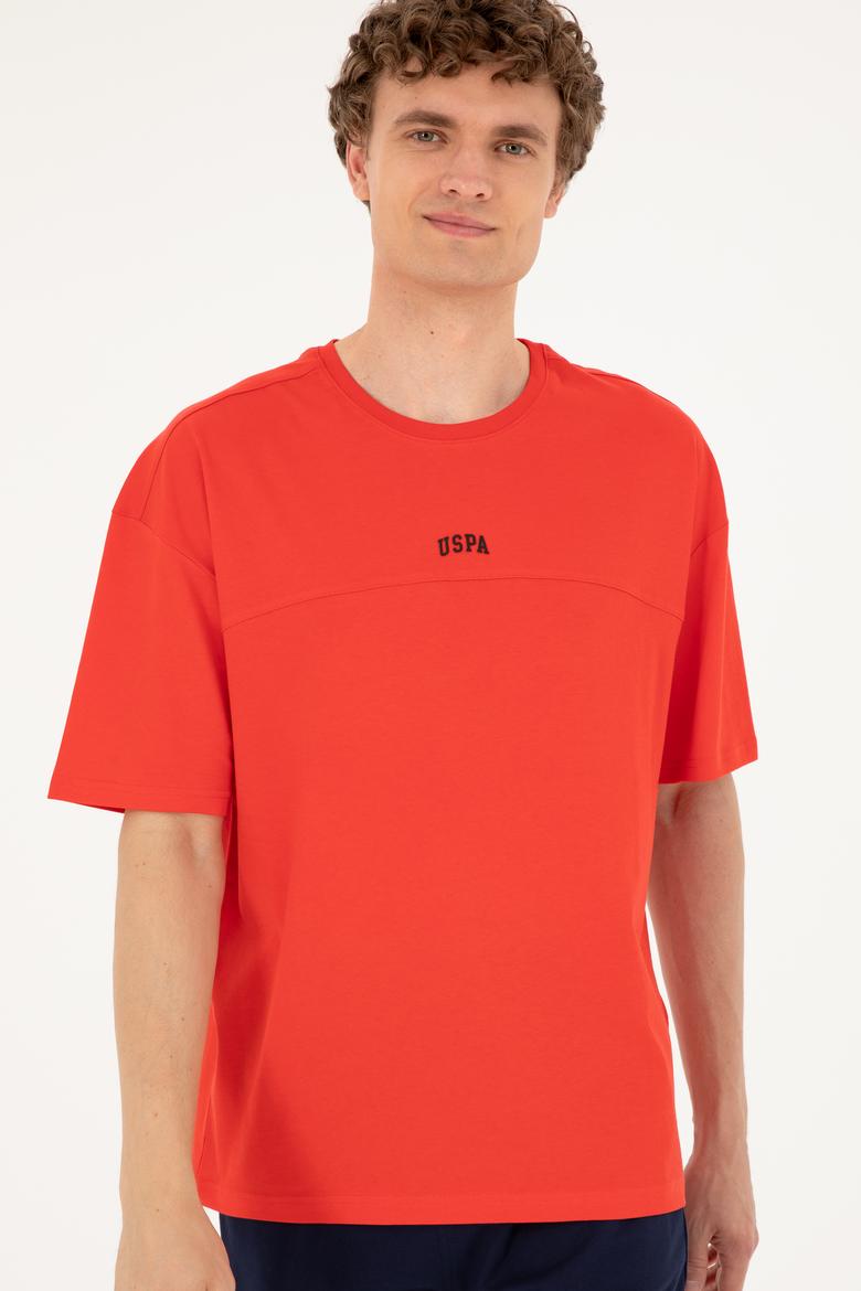 Erkek Comfort Fit Bisiklet Yaka Kırmızı Tişört - 50287083056