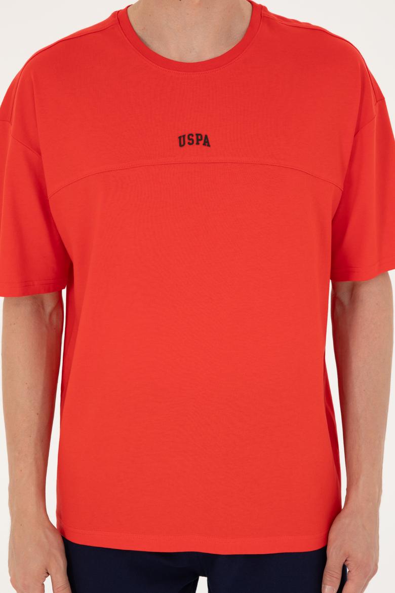 Erkek Comfort Fit Bisiklet Yaka Kırmızı Tişört - 50287083056