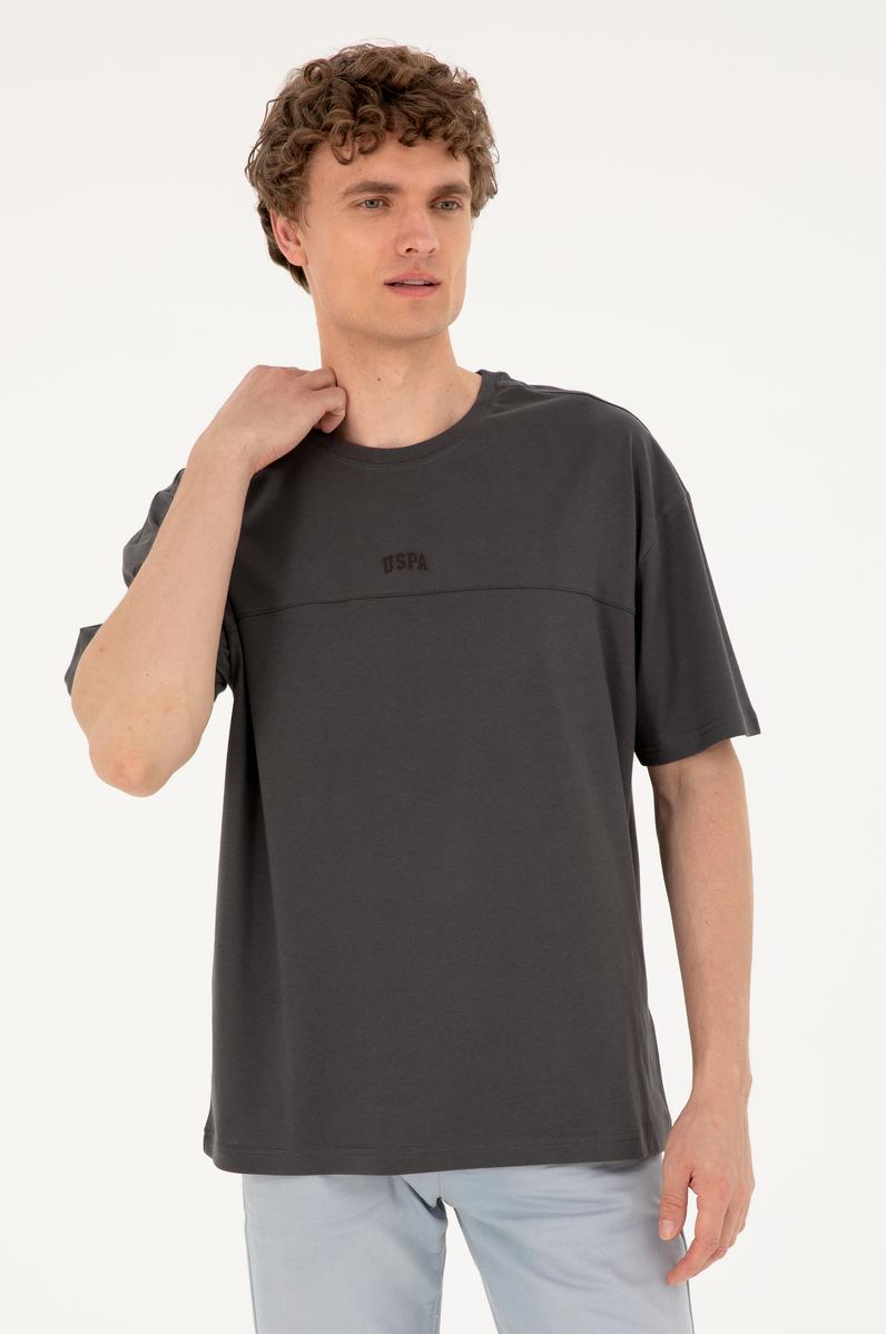 Erkek Comfort Fit Bisiklet Yaka Antrasit Tişört