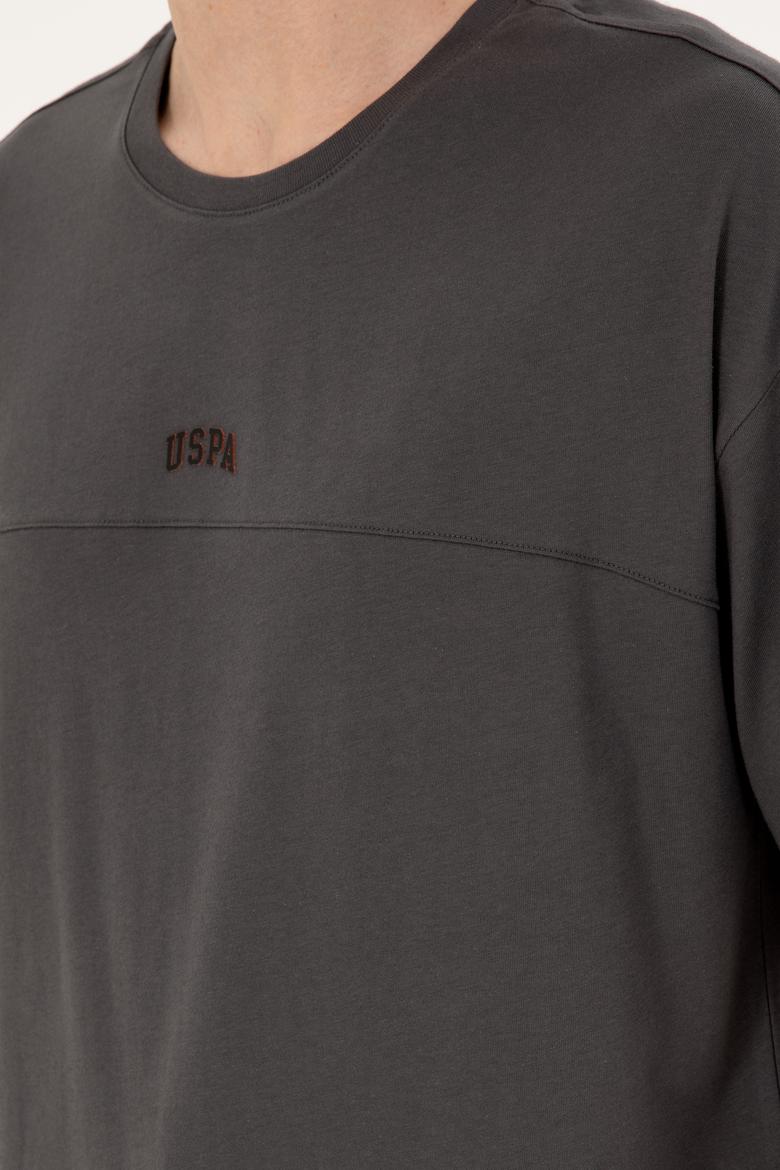 Erkek Comfort Fit Bisiklet Yaka Antrasit Tişört - 50287083076