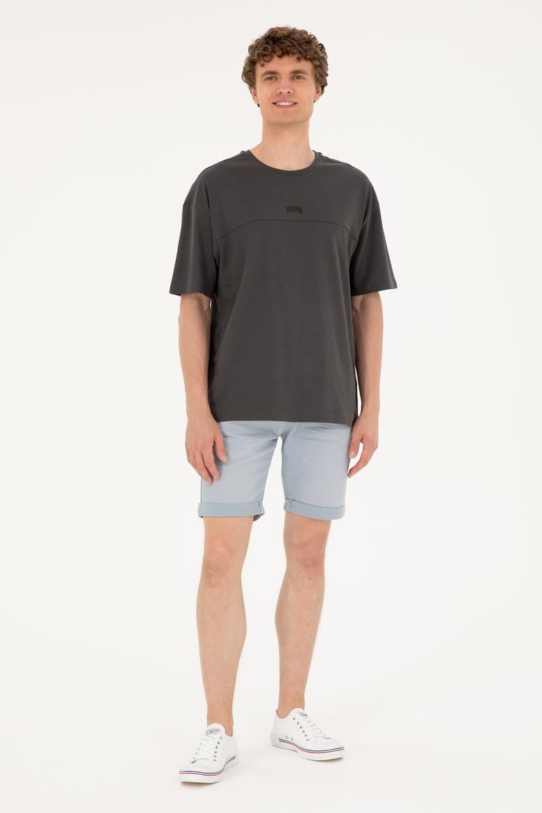 Erkek Comfort Fit Bisiklet Yaka Antrasit Tişört - 50287083076