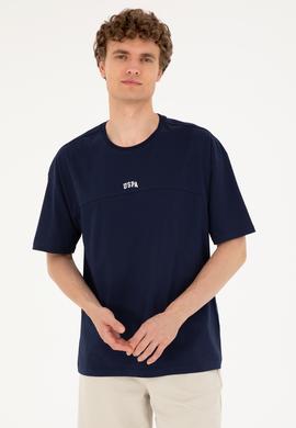 Erkek Comfort Fit Bisiklet Yaka Lacivert Tişört - 50287083069