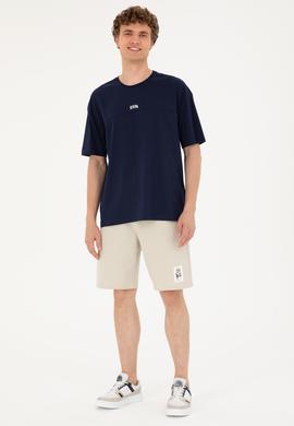 Erkek Comfort Fit Bisiklet Yaka Lacivert Tişört - 50287083069