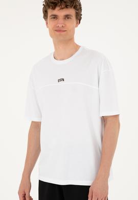 Erkek Comfort Fit Bisiklet Yaka Beyaz Tişört - 50287083019