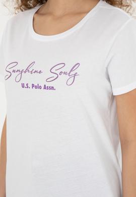 Kadın Beyaz Bisiklet Yaka Tişört - 50294748013