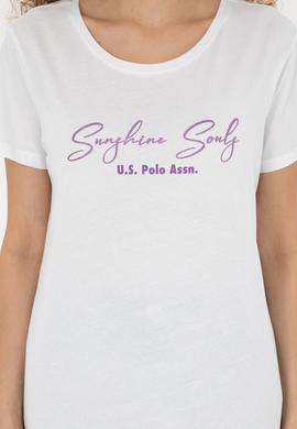 Kadın Beyaz Bisiklet Yaka Tişört - 50294748013