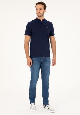 Erkek Lacivert Bisiklet Yaka Tişört - 50262955011