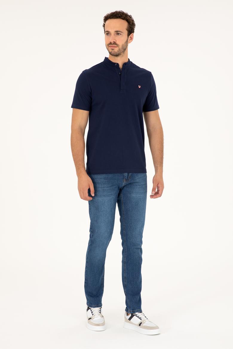 Erkek Lacivert Bisiklet Yaka Tişört - 50262955011