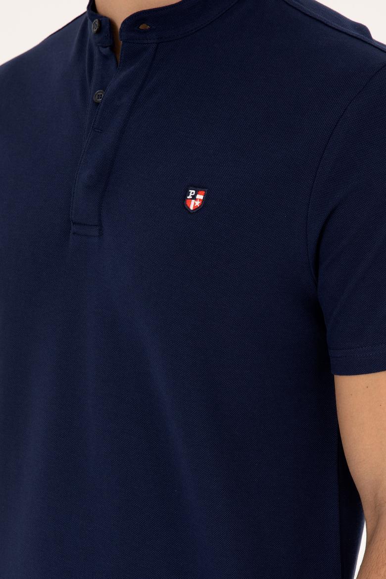 Erkek Lacivert Bisiklet Yaka Tişört - 50262955011