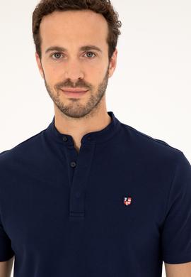 Erkek Lacivert Bisiklet Yaka Tişört - 50262955011