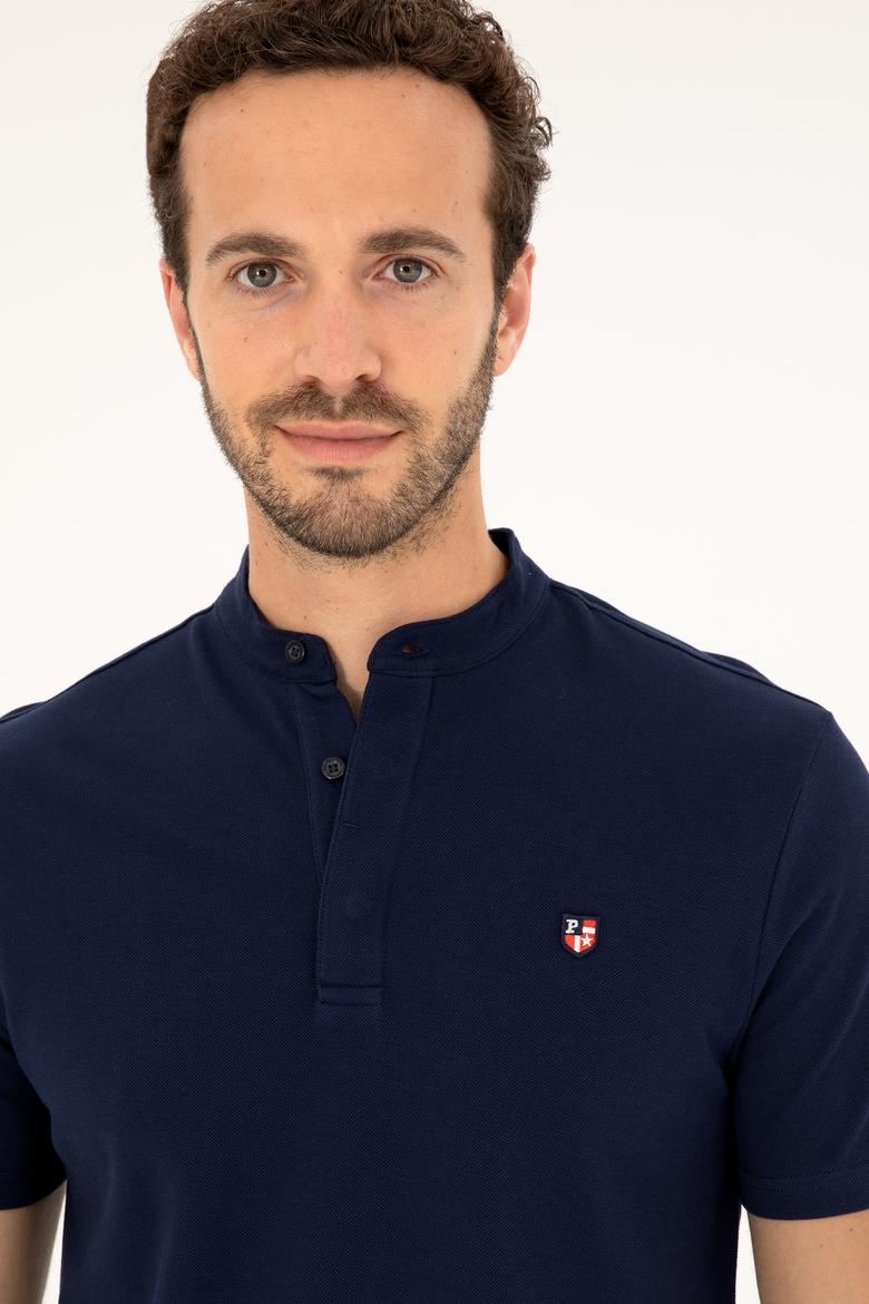 Erkek Lacivert Bisiklet Yaka Tişört - 50262955011