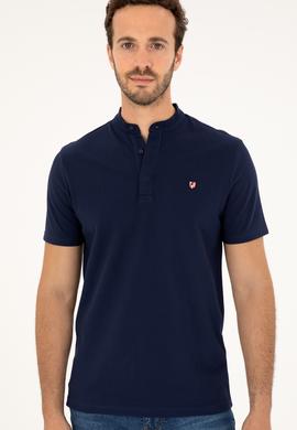 Erkek Lacivert Bisiklet Yaka Tişört - 50262955011