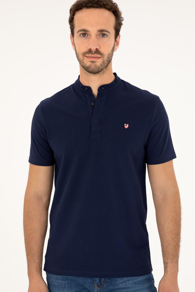 Erkek Lacivert Bisiklet Yaka Tişört - 50262955011