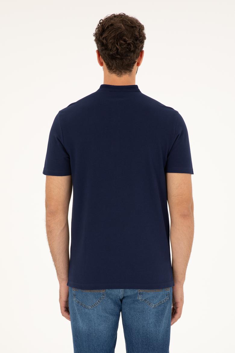 Erkek Lacivert Bisiklet Yaka Tişört - 50262955011