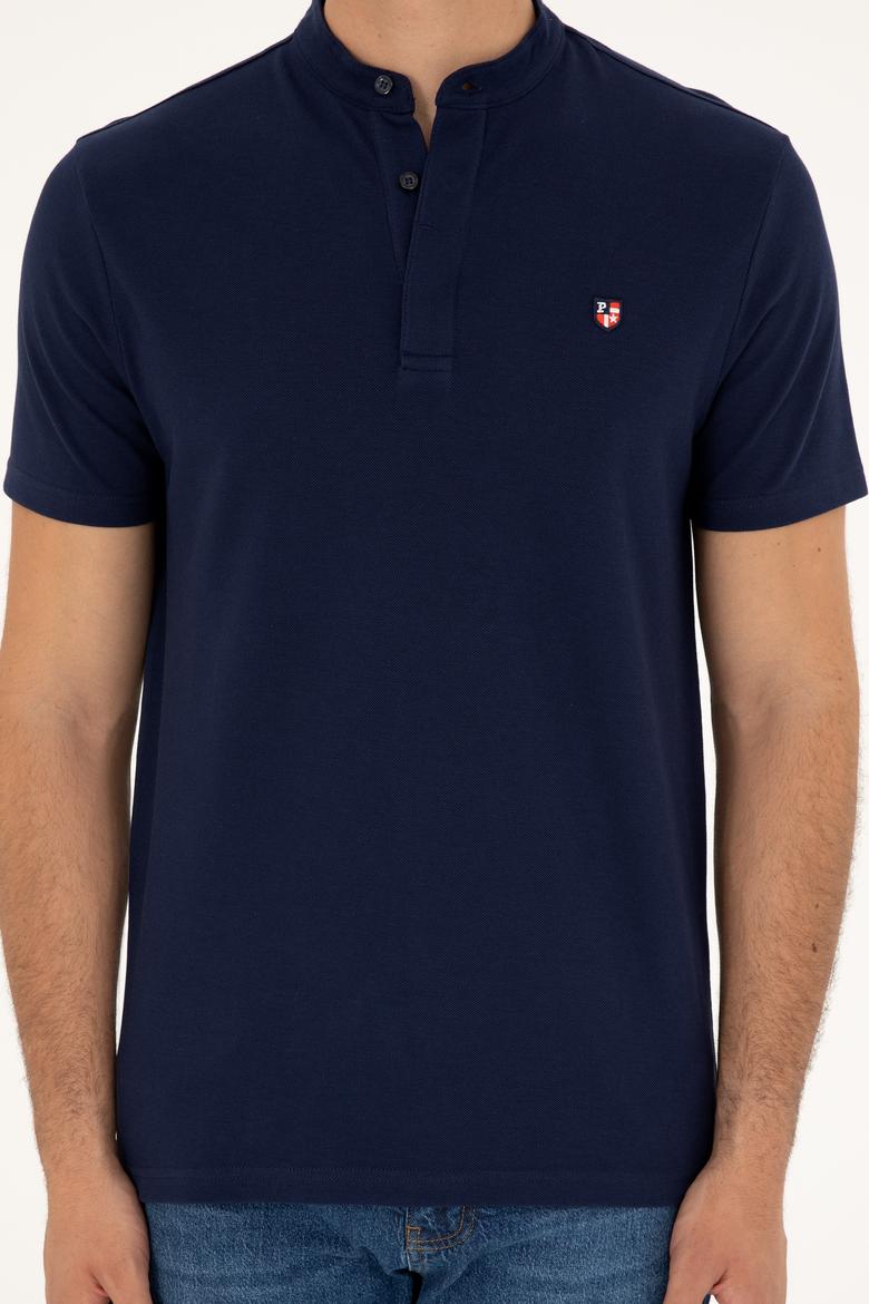 Erkek Lacivert Bisiklet Yaka Tişört - 50262955011