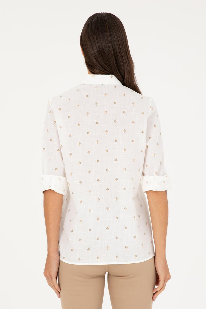 Kadın Haki Uzun Kollu Gömlek - 50280943004