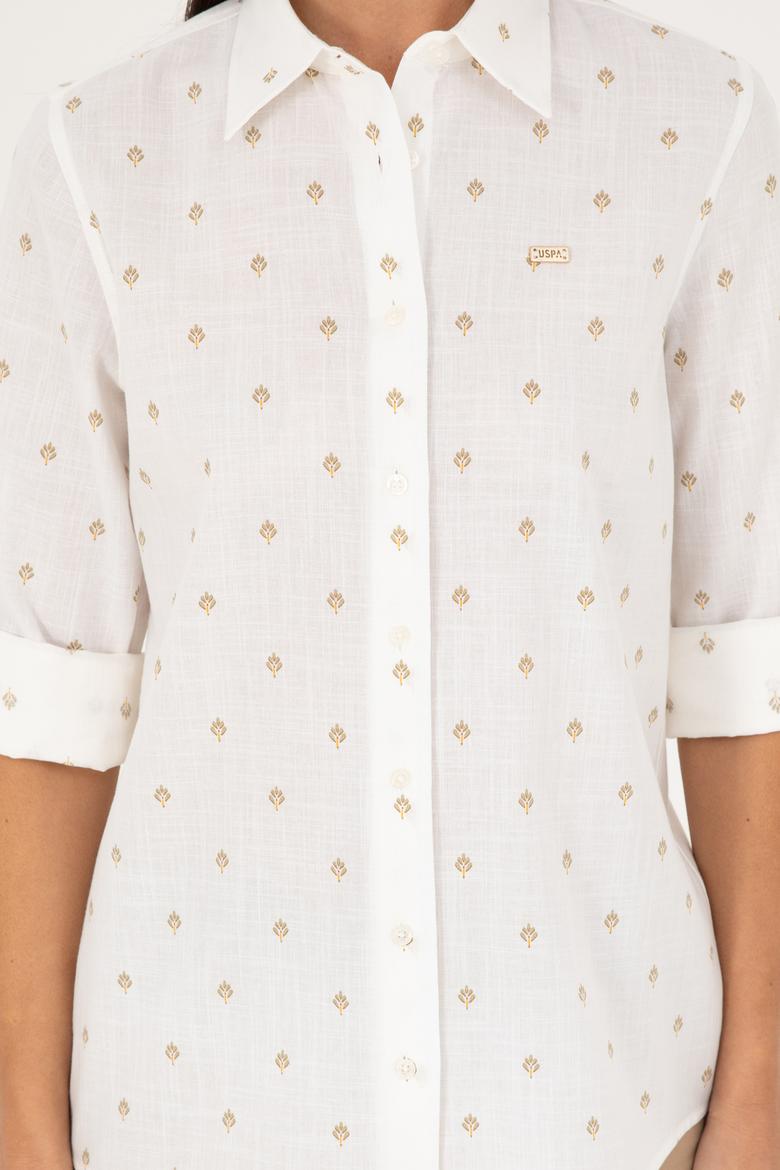 Kadın Haki Uzun Kollu Gömlek - 50280943004