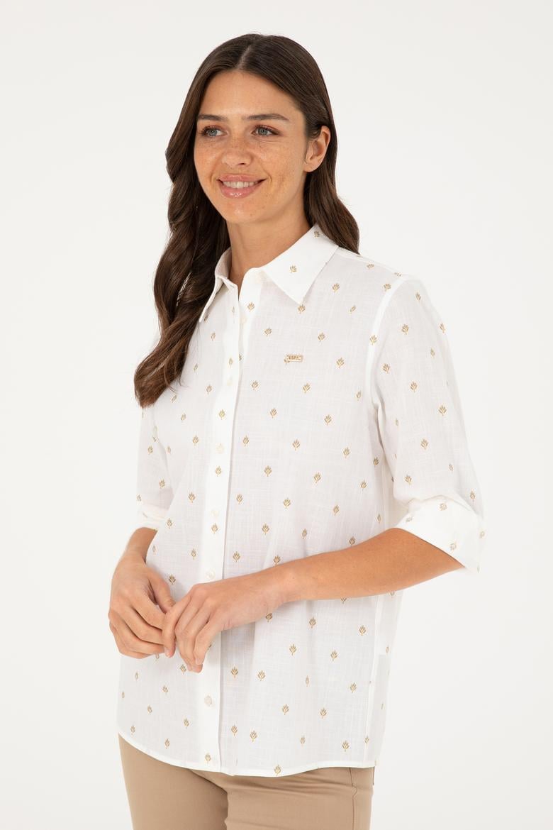 Kadın Haki Uzun Kollu Gömlek - 50280943004