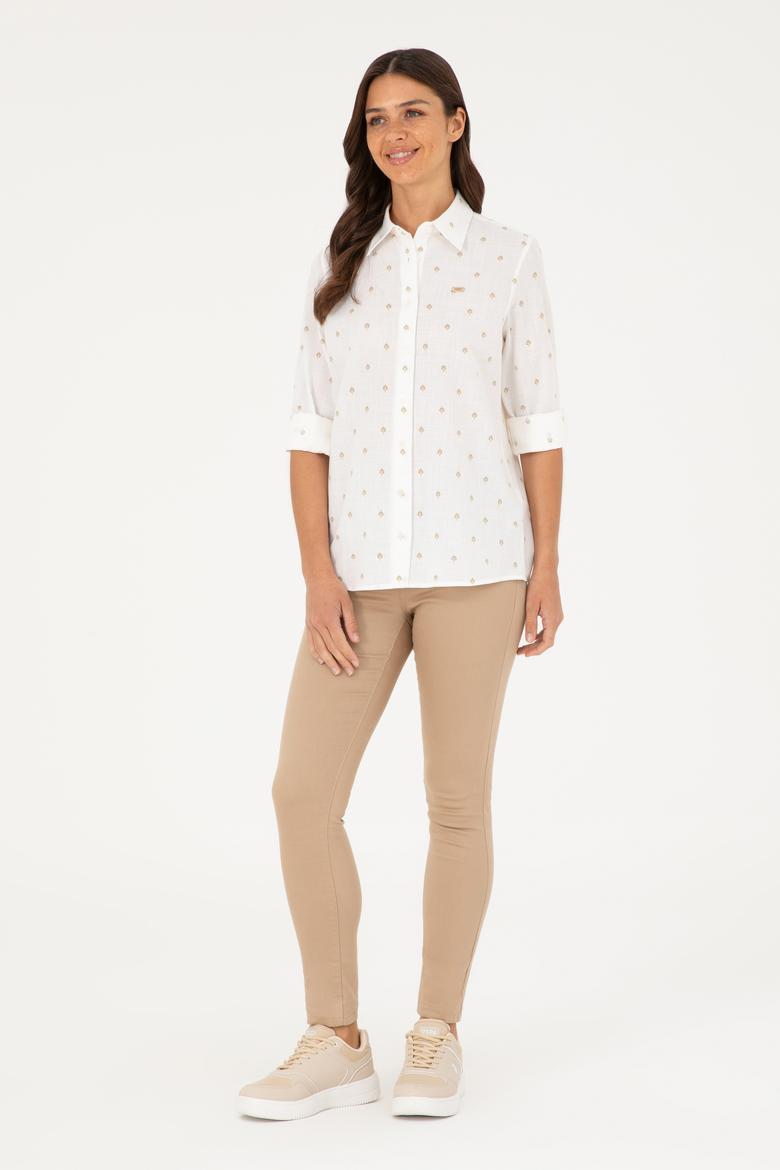 Kadın Haki Uzun Kollu Gömlek - 50280943004