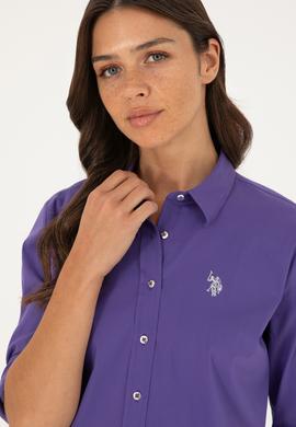 Kadın Mor Uzun Kollu Basic Gömlek - 50271264053