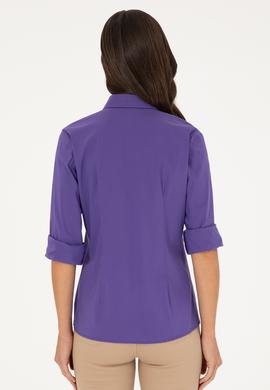Kadın Mor Uzun Kollu Basic Gömlek - 50271264053