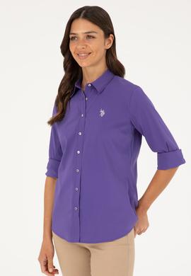 Kadın Mor Uzun Kollu Basic Gömlek - 50271264053