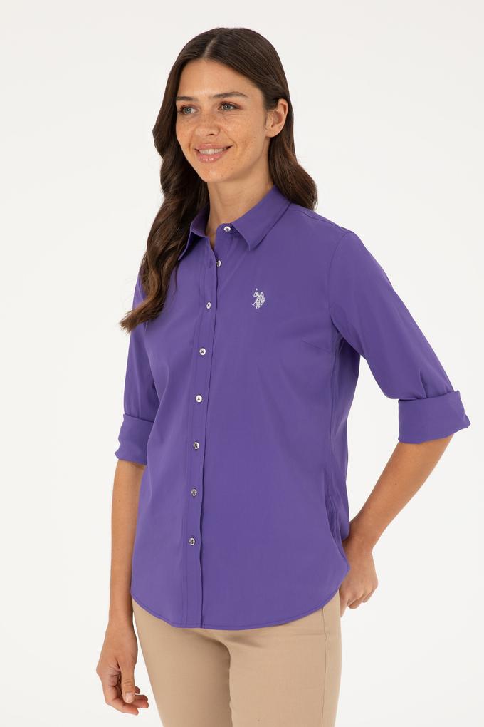 Kadın Mor Uzun Kollu Basic Gömlek