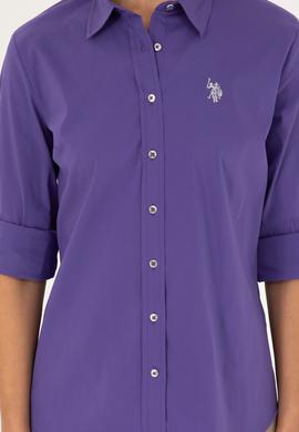 Kadın Mor Uzun Kollu Basic Gömlek - 50271264053