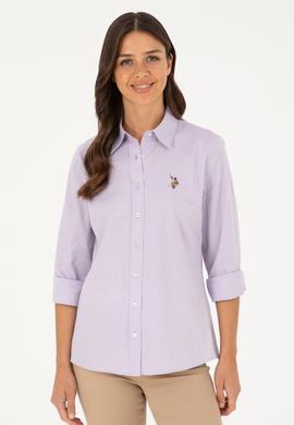 Kadın Lila Uzun Kollu Basic Gömlek - 50283987043
