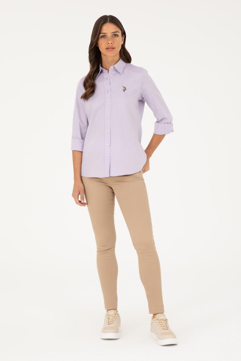Kadın Lila Uzun Kollu Basic Gömlek - 50283987043