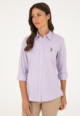 Kadın Lila Uzun Kollu Basic Gömlek - 50283987043