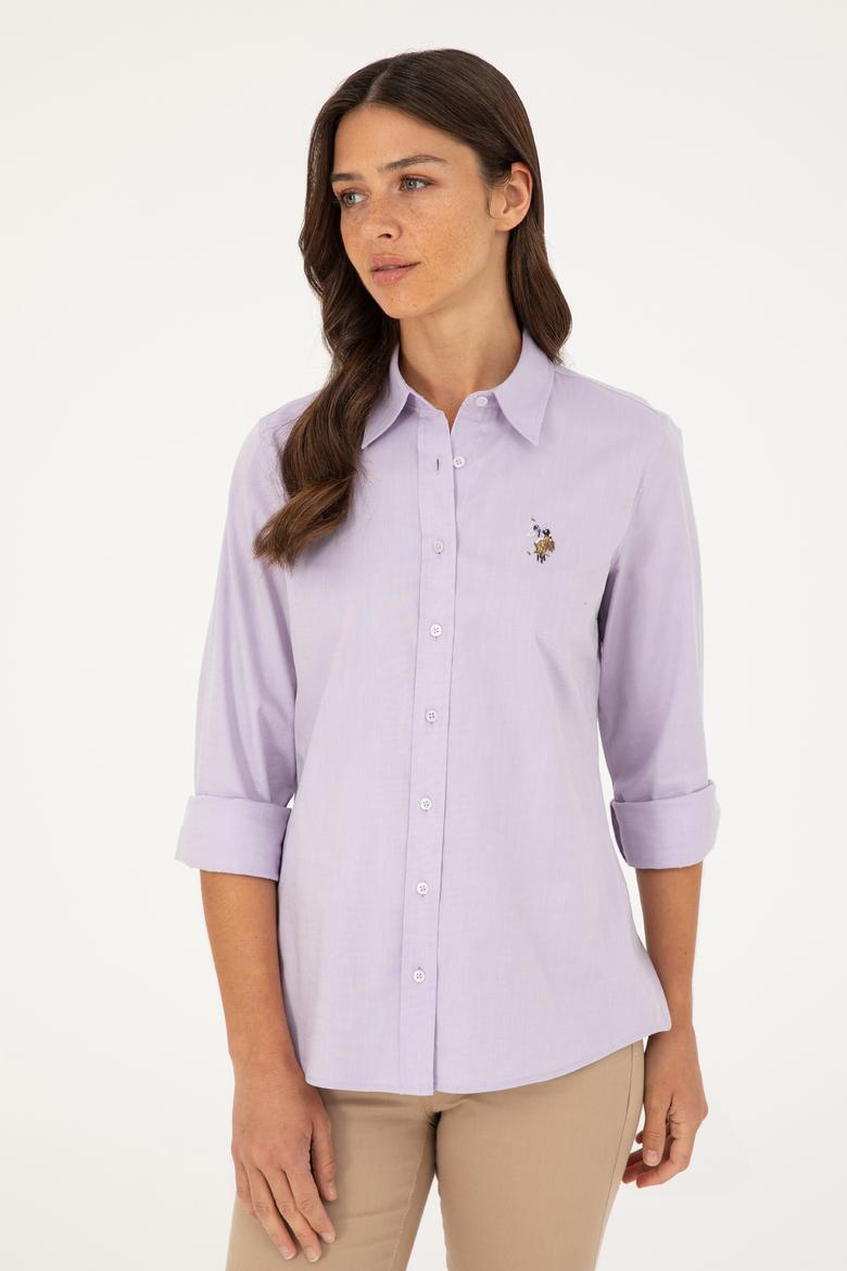 Kadın Lila Uzun Kollu Basic Gömlek - 50283987043