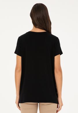 Kadın Siyah V Yaka Basic Tişört - 50280019008