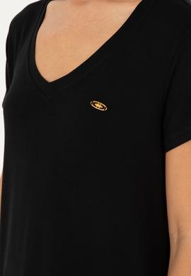 Kadın Siyah V Yaka Basic Tişört - 50280019008