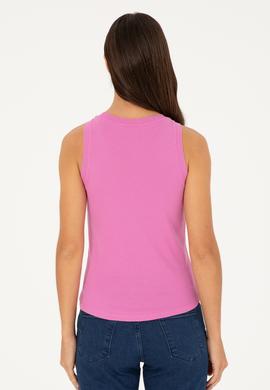 Kadın Menekşe Bisiklet Yaka Kolsuz Basic Tişört - 50280072050