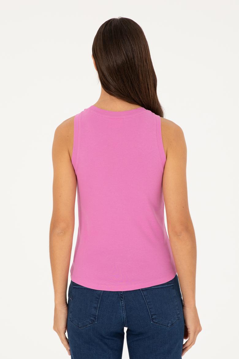 Kadın Menekşe Bisiklet Yaka Kolsuz Basic Tişört - 50280072050