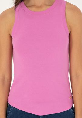 Kadın Menekşe Bisiklet Yaka Kolsuz Basic Tişört - 50280072050