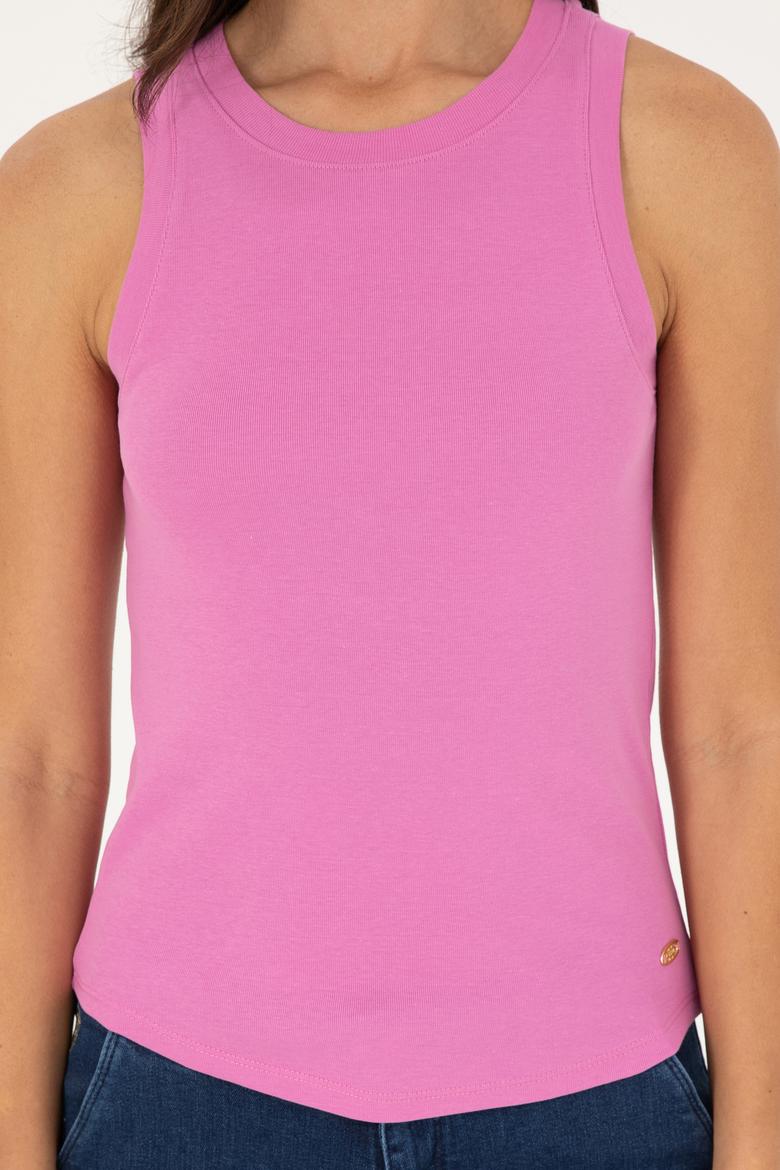 Kadın Menekşe Bisiklet Yaka Kolsuz Basic Tişört - 50280072050