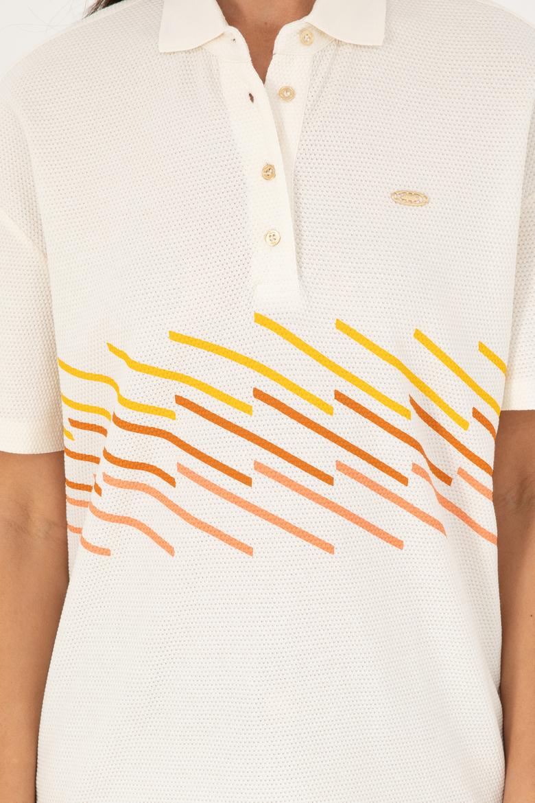 Kadın Ekru Polo Yaka Tişört - 50283373005