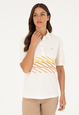 Kadın Ekru Polo Yaka Tişört - 50283373005