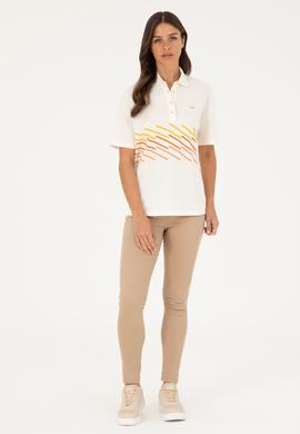 Kadın Ekru Polo Yaka Tişört - 50283373005