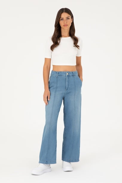 Kadın Mavi Loose Fit Jean Pantolon