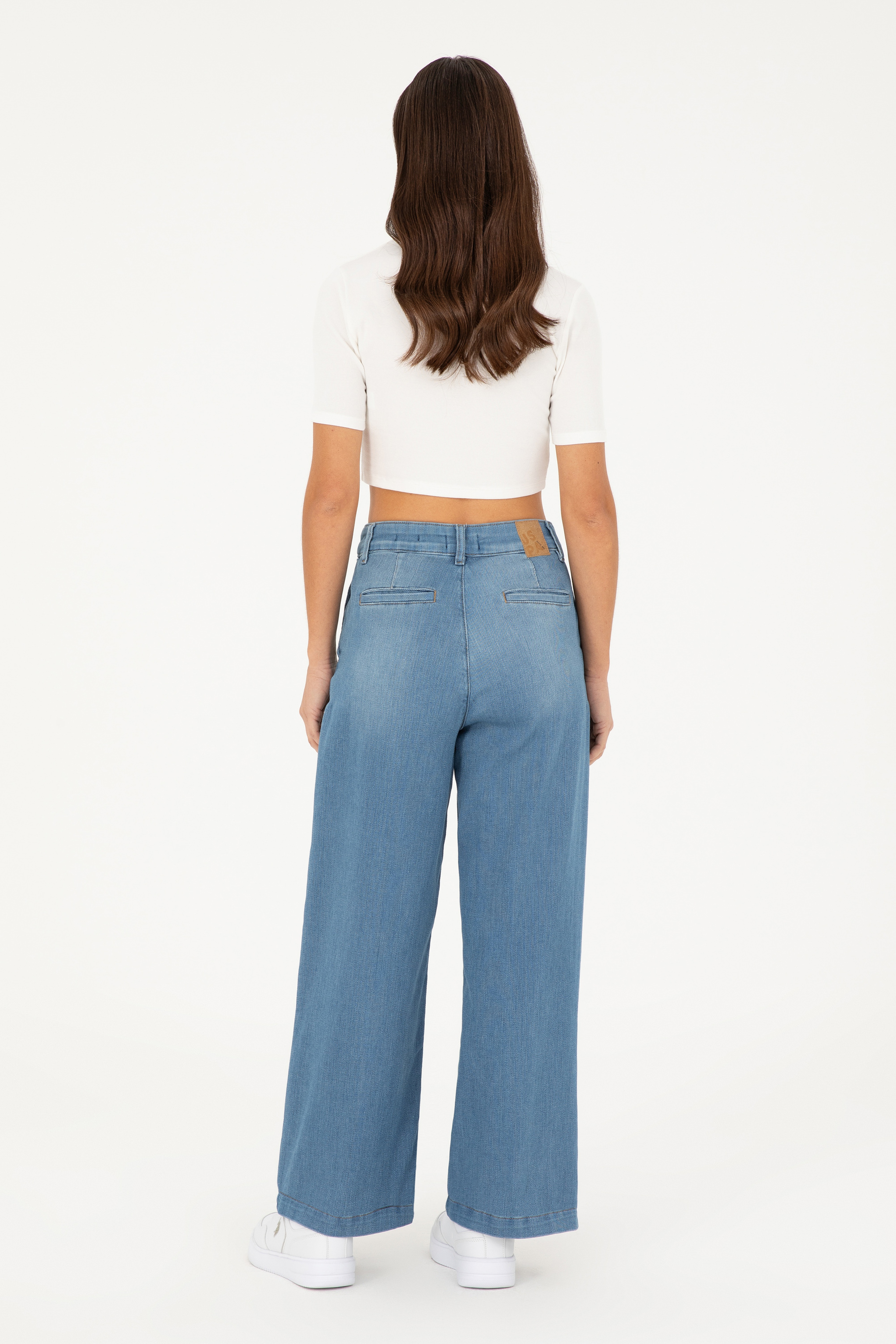 Kadın Mavi Loose Fit Jean Pantolon - Image 4