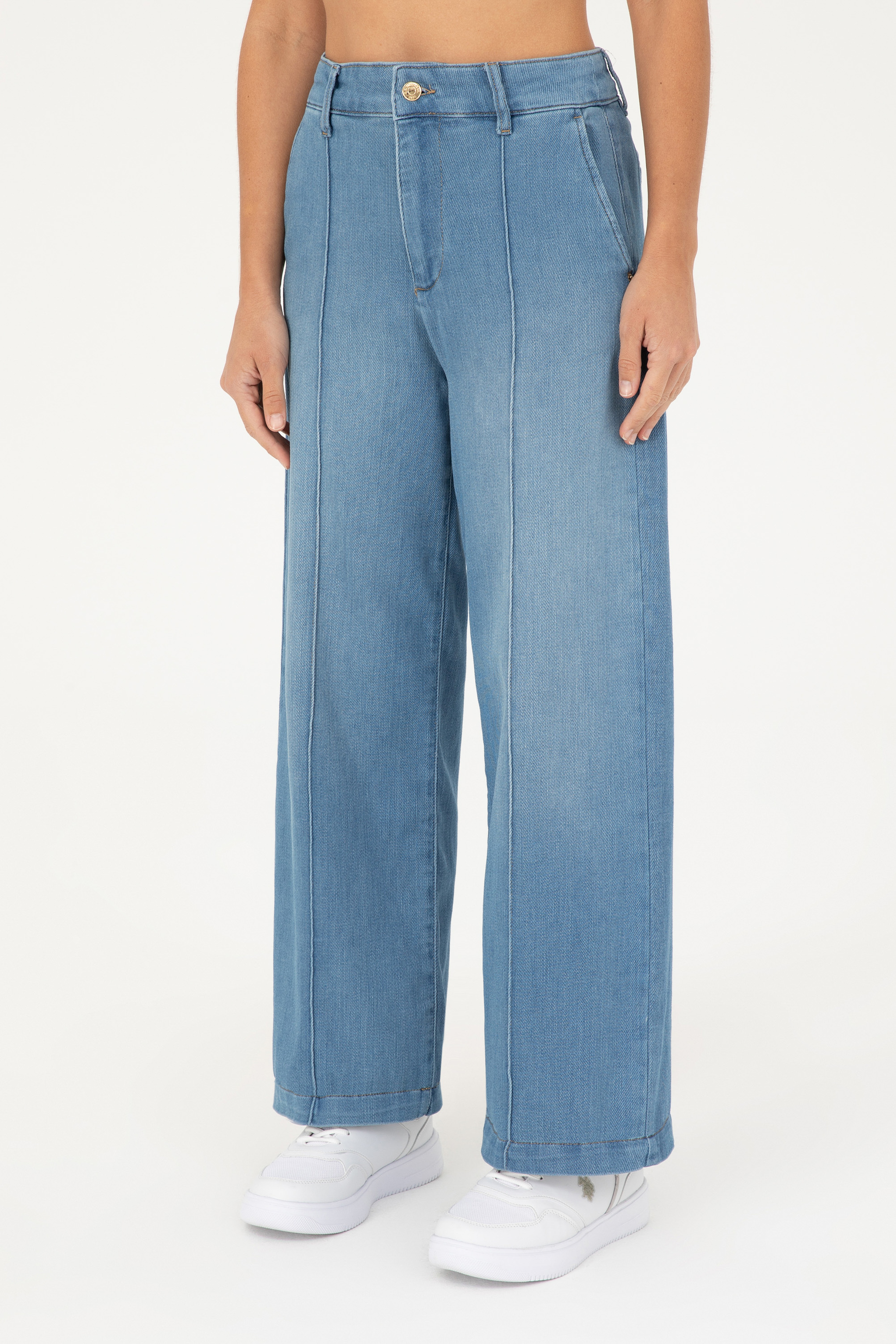 Kadın Mavi Loose Fit Jean Pantolon - Image 2